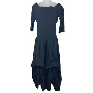 Luna Luz L Vintage Black Dress Belleza Bubble Lantern Gathered Goth Witchy